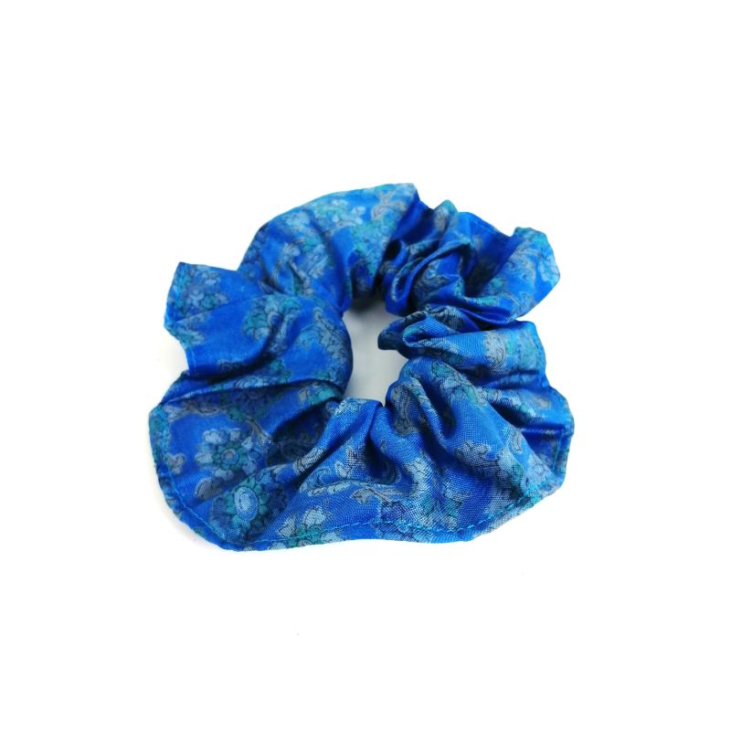 Sari Scrunchies - Blue Flowers