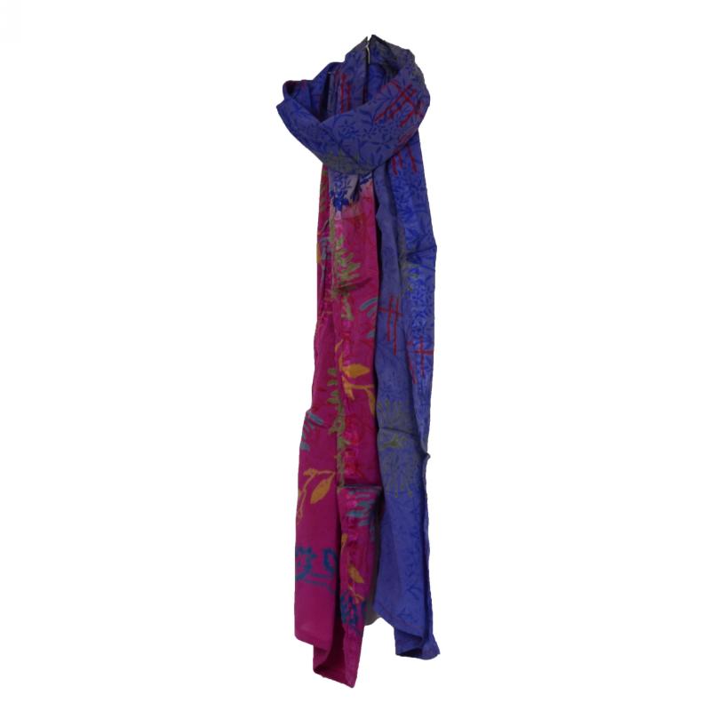 Tørklæde Crepe Silke 25 x 155 - Purple n' Pink - 