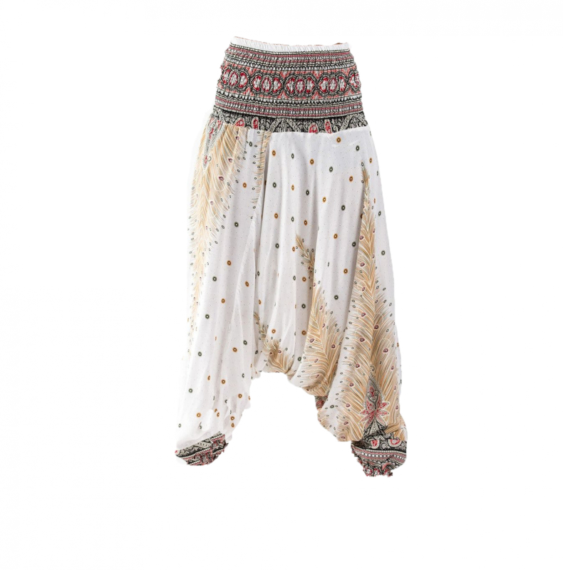 Billede af Thai Baggy Haremsbukser White Feathers