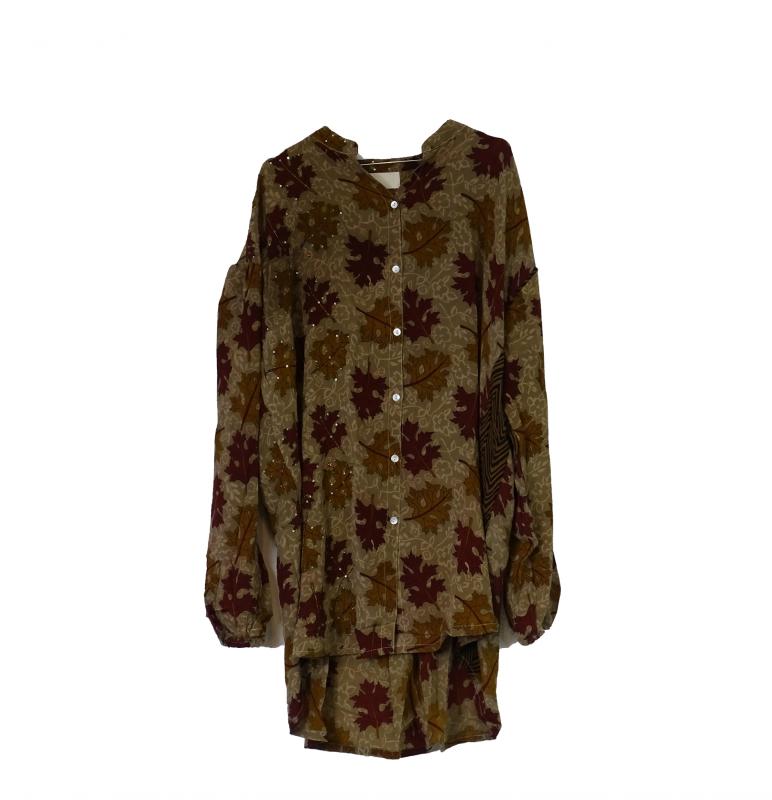 Agnes Oversize Skjorte Autumn Leaves - 
