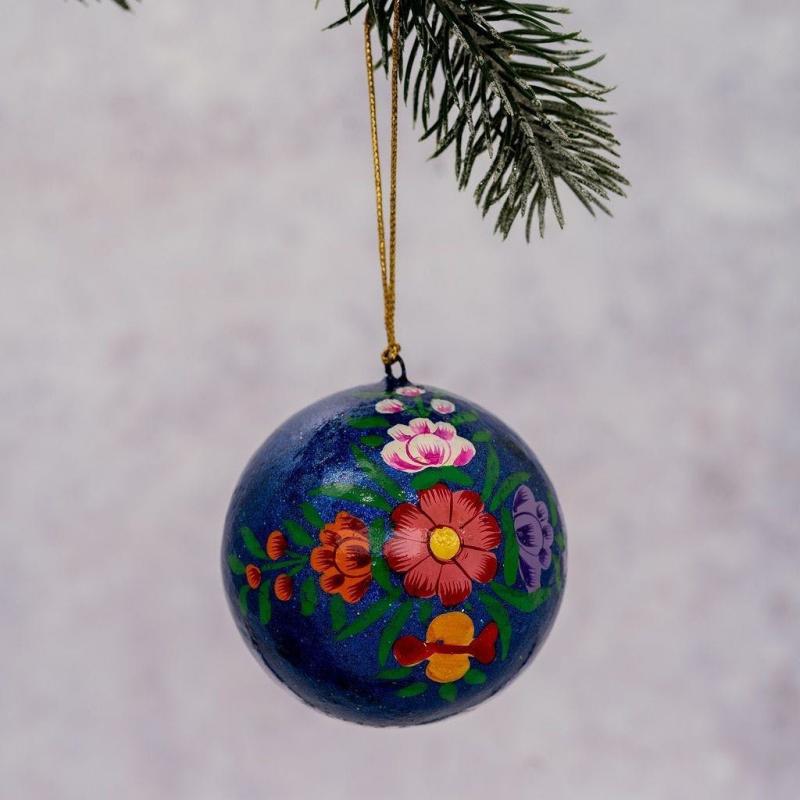 Indiske Julekugler - Blue Glitter