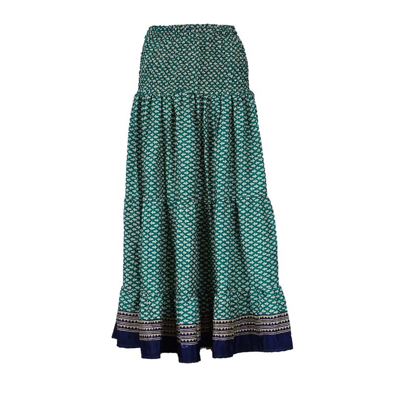 Lang Maxi Nederdel India Green - 