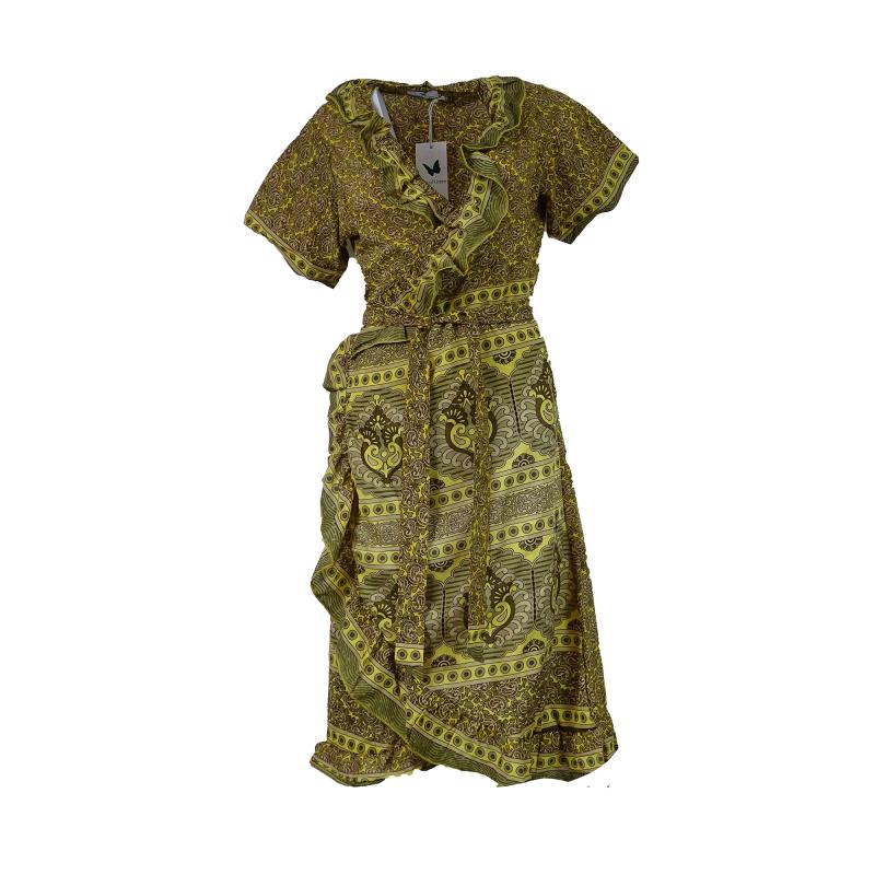 Pari Wrap Kjole Khaki n' Yellow - 