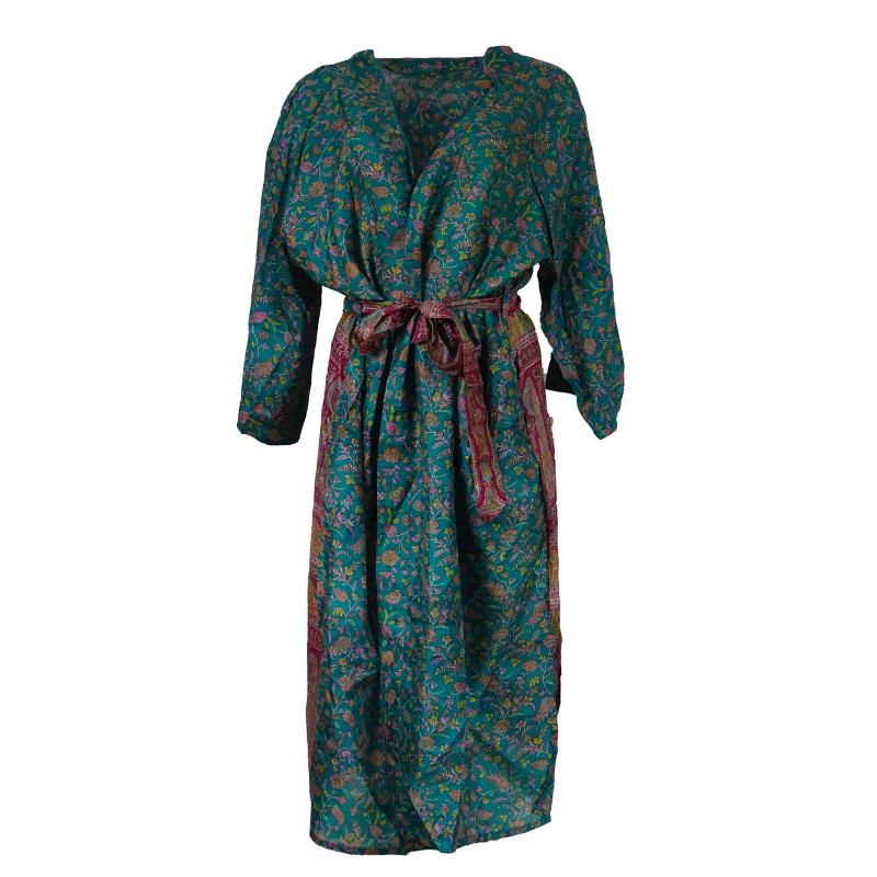 Crepe Silke Kimono Fuchsia Green - 