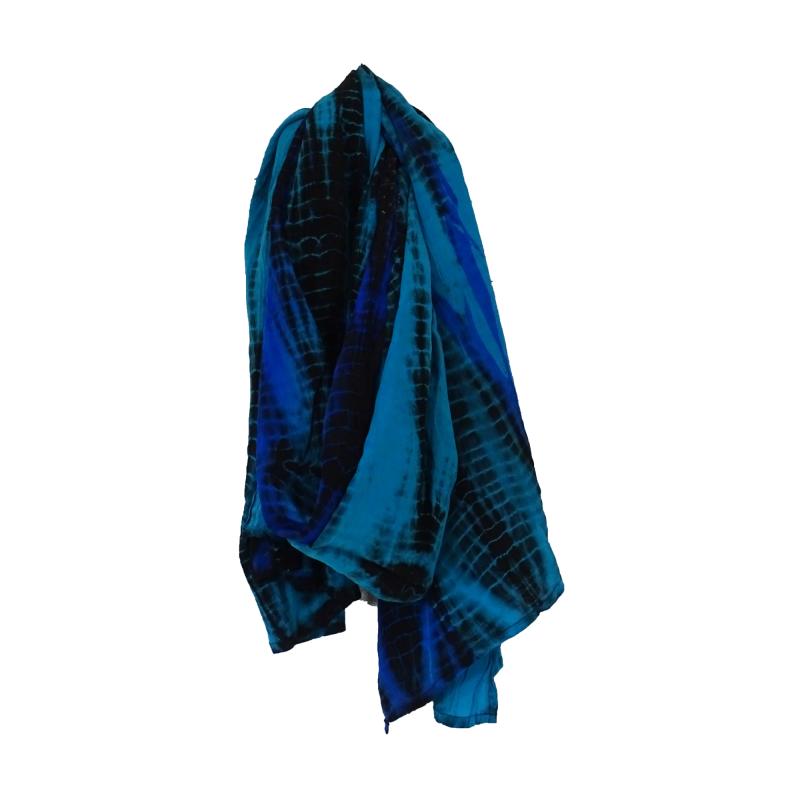 Batik Tørklæde Crepe Silke Turkis - 