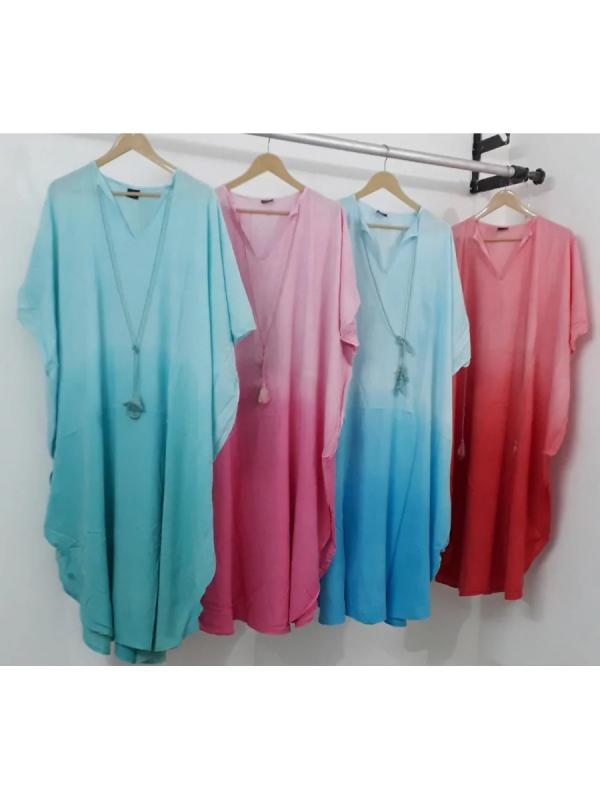 Kaftan Kjole Dip Dye Green - 
