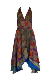 Sari Halterneck Kjole Indian Colours