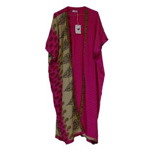 Chaya Kimono Throw Fuchsia Beige 