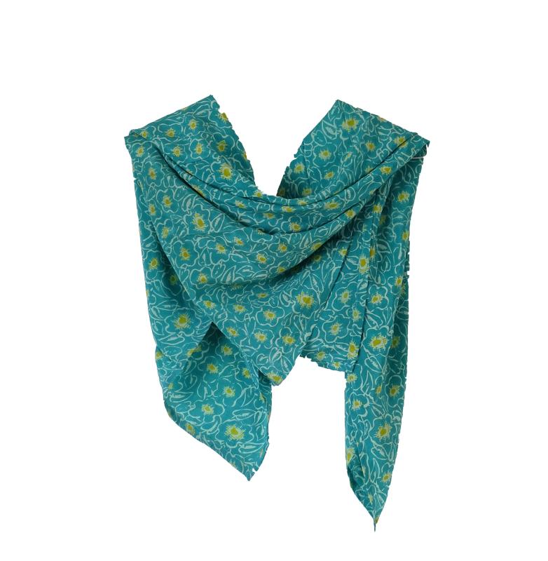 Silketørklæde Crepe Silk 90x90 Turquoise  - 