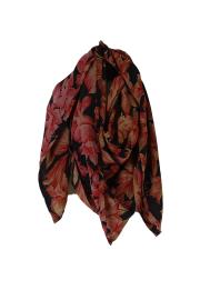 Silketørklæde Crepe Silke 90x90 Floral Black