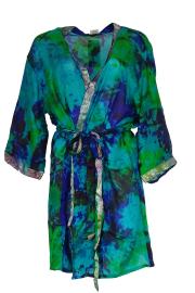 Kimono Crepe Silk Tie Dye Turquoise