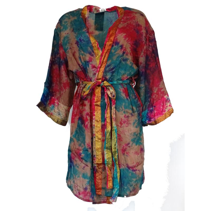 Kimono Crepe Silk Tie Dye Multi - 