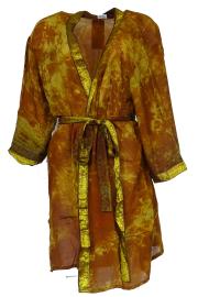 Kimono Crepe Silk Tie Dye Curry