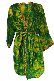 Kimono Crepe Silk Tie Dye Green n' Yellow