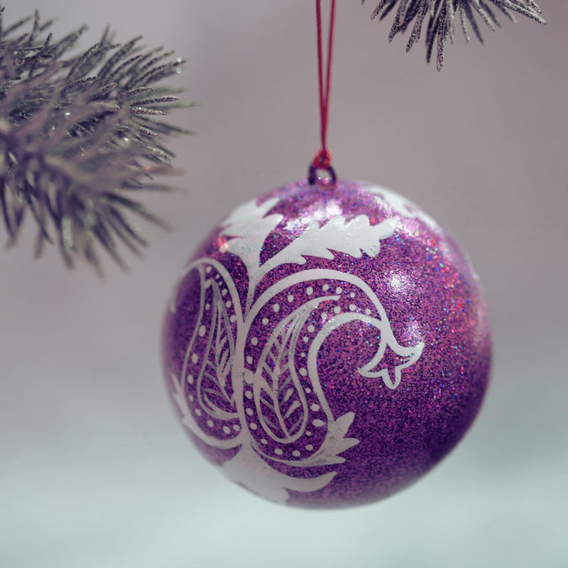 Billede af Indiske Julekugler - Glitter Purple