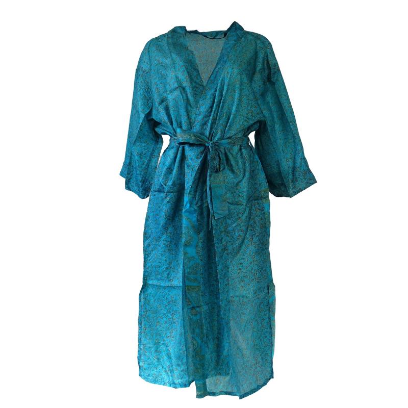 Crepe Silke Kimono Turquoise Blue - 