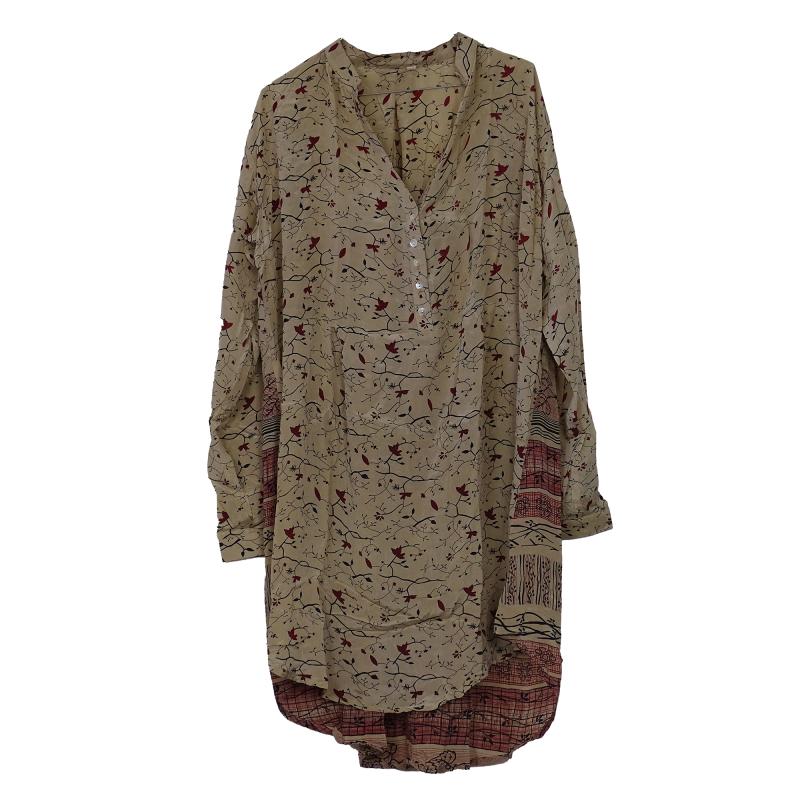 Shyla Crepe Silke Tunika Wine n' Beige - 
