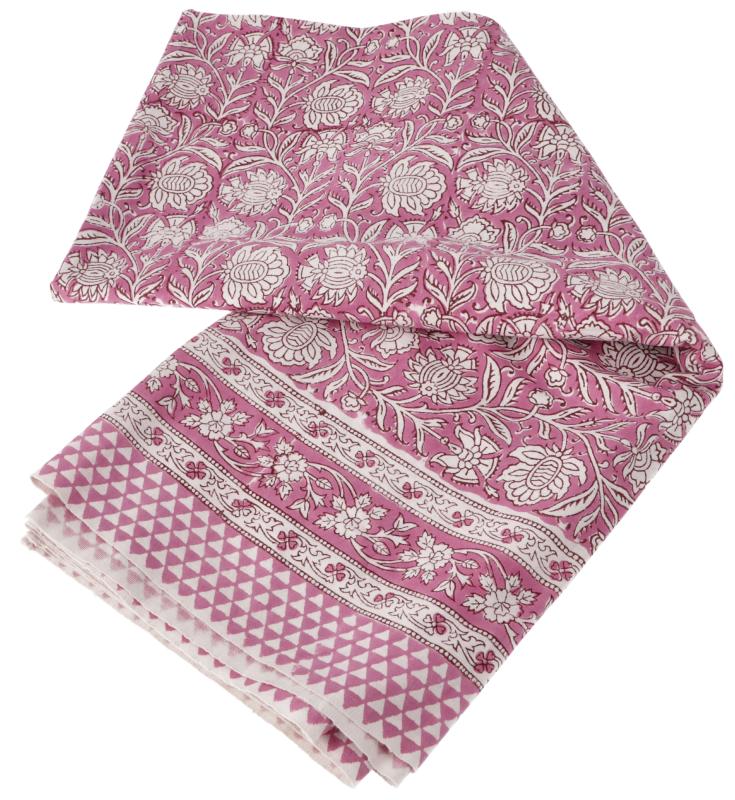 Blockprint Indisk Dug Pink - 