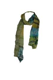Tørklæde Crepe Silke 25 x 155 - Floral Green