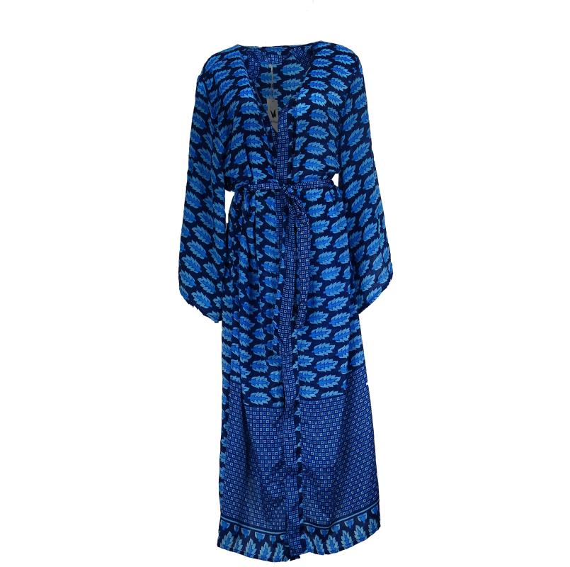 Boho Kimono Leafy Blue - 