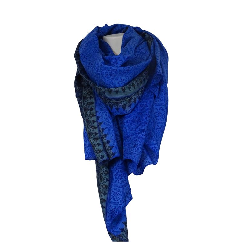 Silketørklæde Sarong India Blue - 