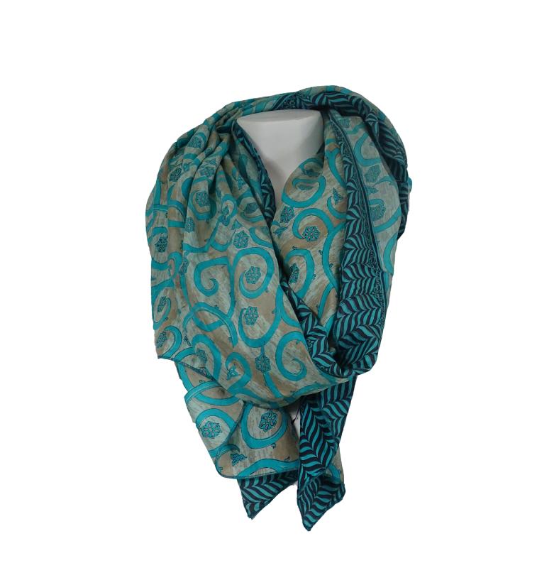 Silketørklæde Sarong Turquoise Mint - 