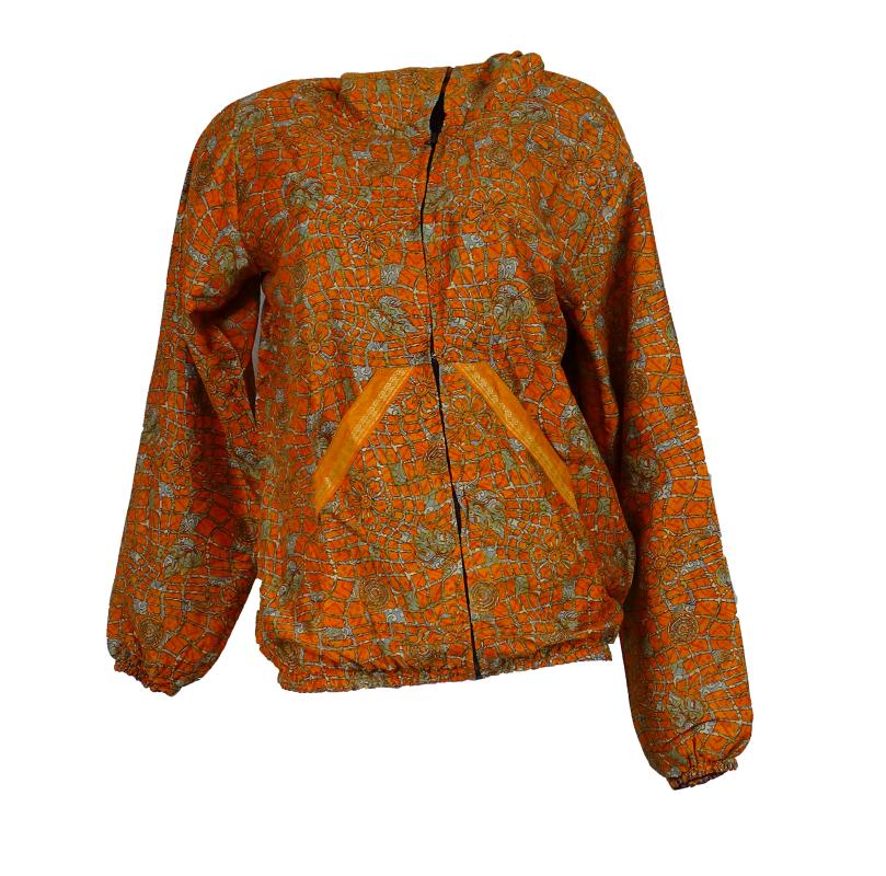 Vintage Sari Hoodie Orange - 