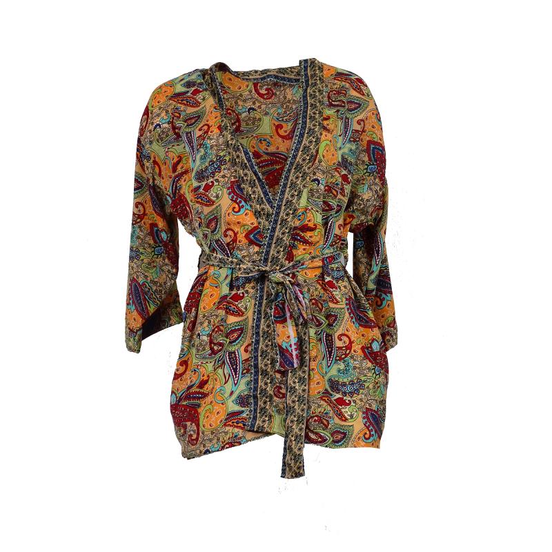 Kort Kimono Paisley Orange - 