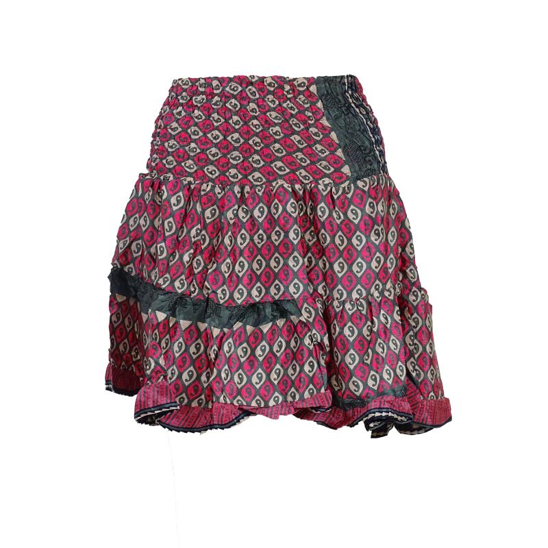 Manisha Nederdel Fuchsia Grey - 