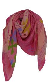 Silketørklæde Crepe Silke 90x90 India Pink