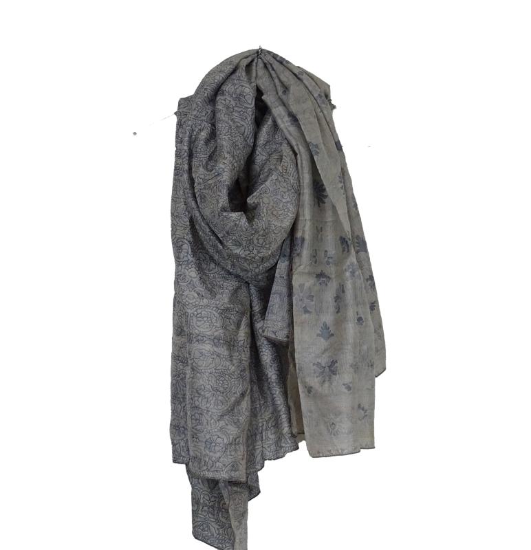 Silketørklæde Sarong India Grey - 