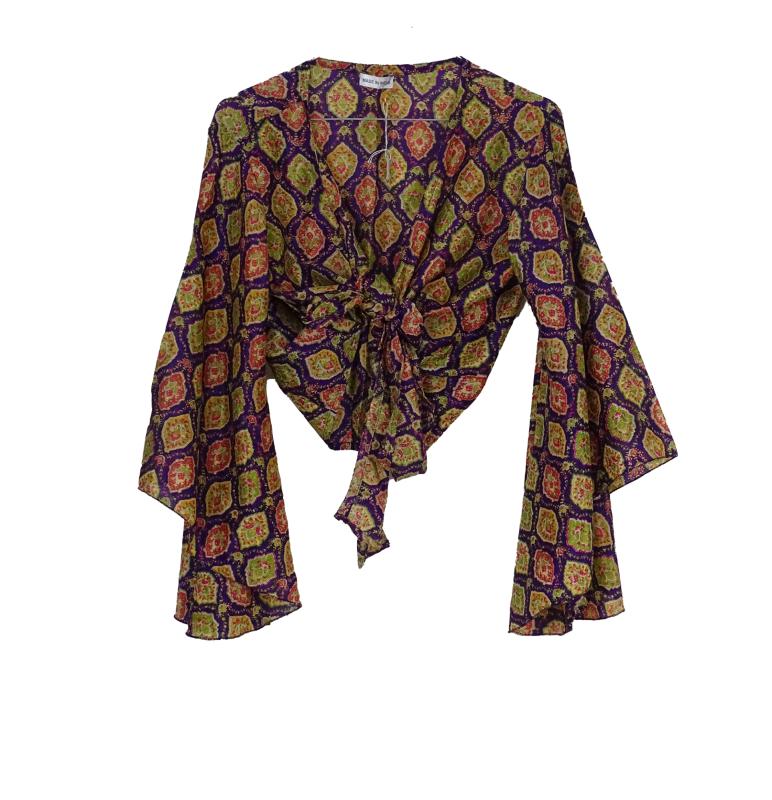 Karishma Wrap Top Purple n' Green - 