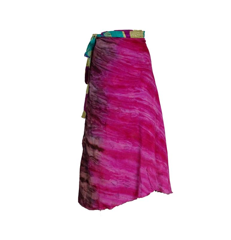 Lang slå-om Nederdel Fuchsia Green - 