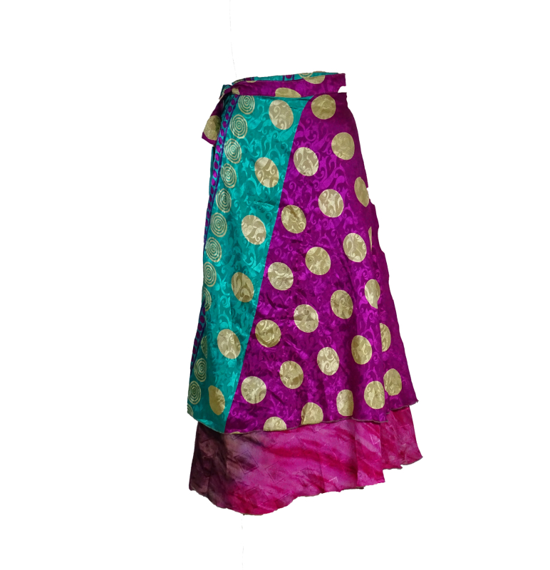 Lang slå-om Nederdel Fuchsia Green