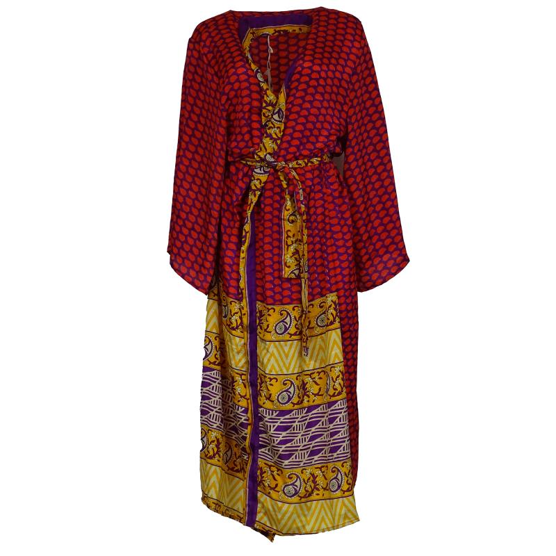 Boho Kimono Vibrant Rose - Rosa, fuchsia og brændt gul
