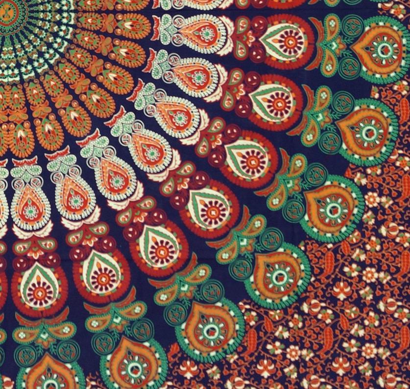 Mandala Tæppe Blå Orange - 