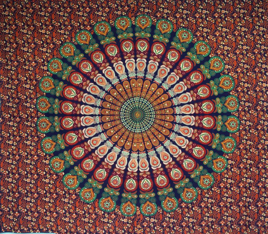 Mandala Tæppe Blå Orange - 