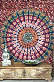 Mandala Tæppe Blå Orange