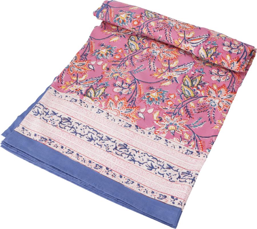 Blockprint Tæppe Rosa Blå - 