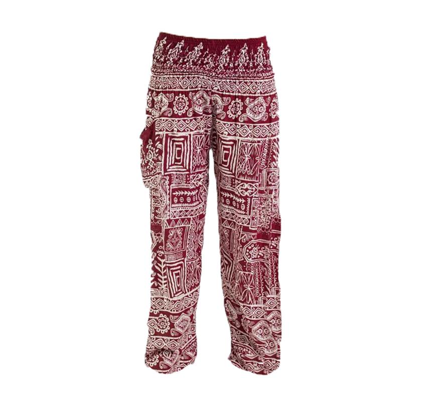 Thai Haremsbukser White on Red - 
