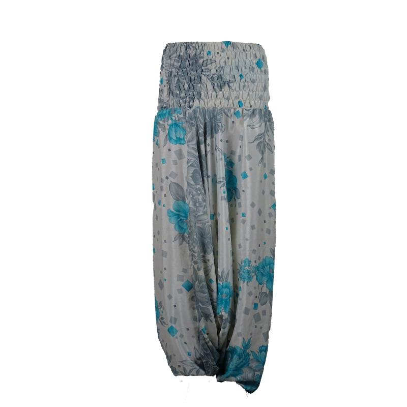 Haremsbukser Baggy Turquoise Flowers - 