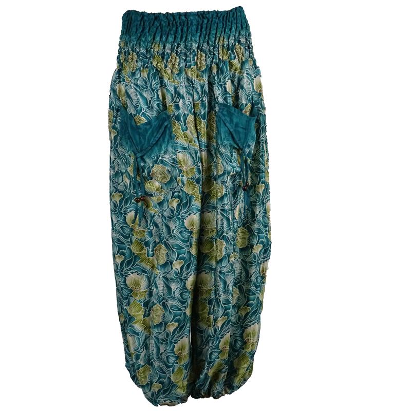 Haremsbukser Pocket Petrol Flowers - 