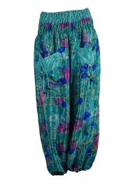 Haremsbukser Pocket Turquoise Flowers