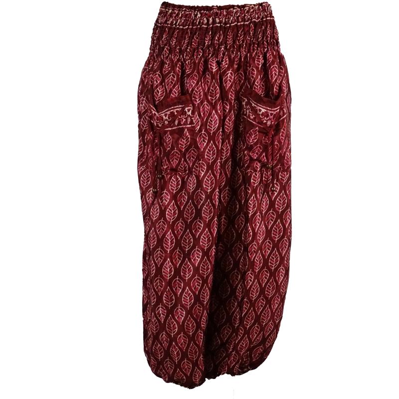 Haremsbukser Pocket Leafy Red - 