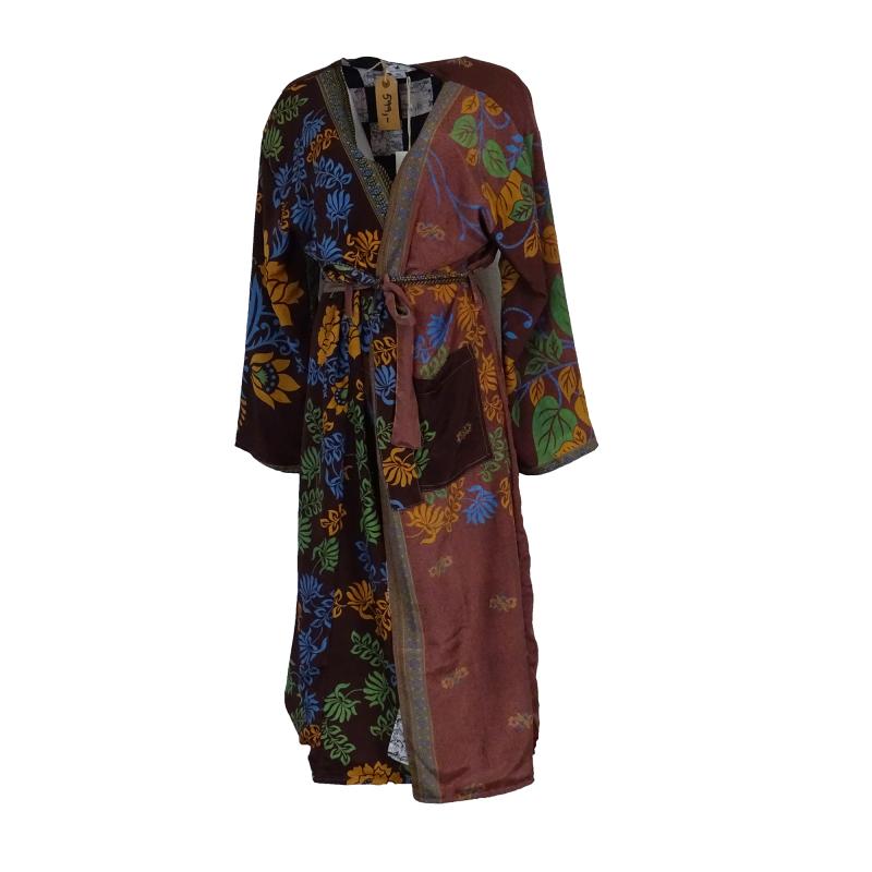 Vintage Kimono - Earthy Flowers - 