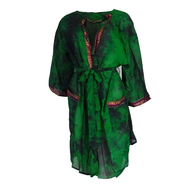 Kimono Crepe Silk Tie Dye Green  - 