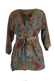 Kort Kimono Mint n' Brown