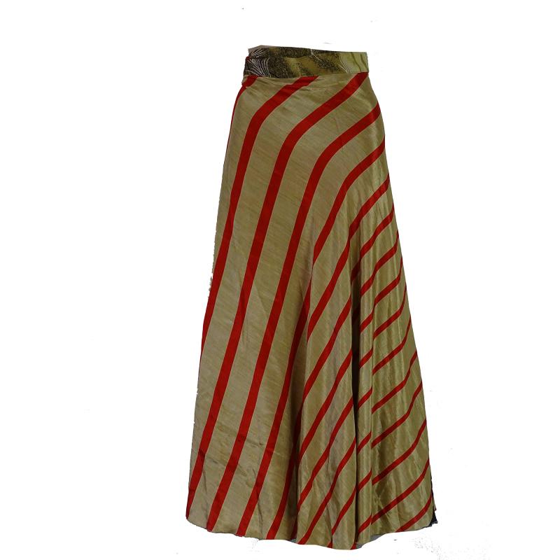Lang slå-om Nederdel Red n' Beige - 