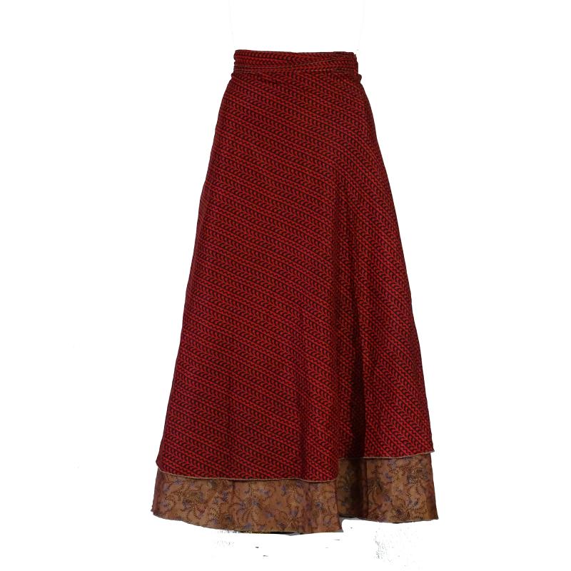 Lang slå-om Nederdel Earthy Red - 