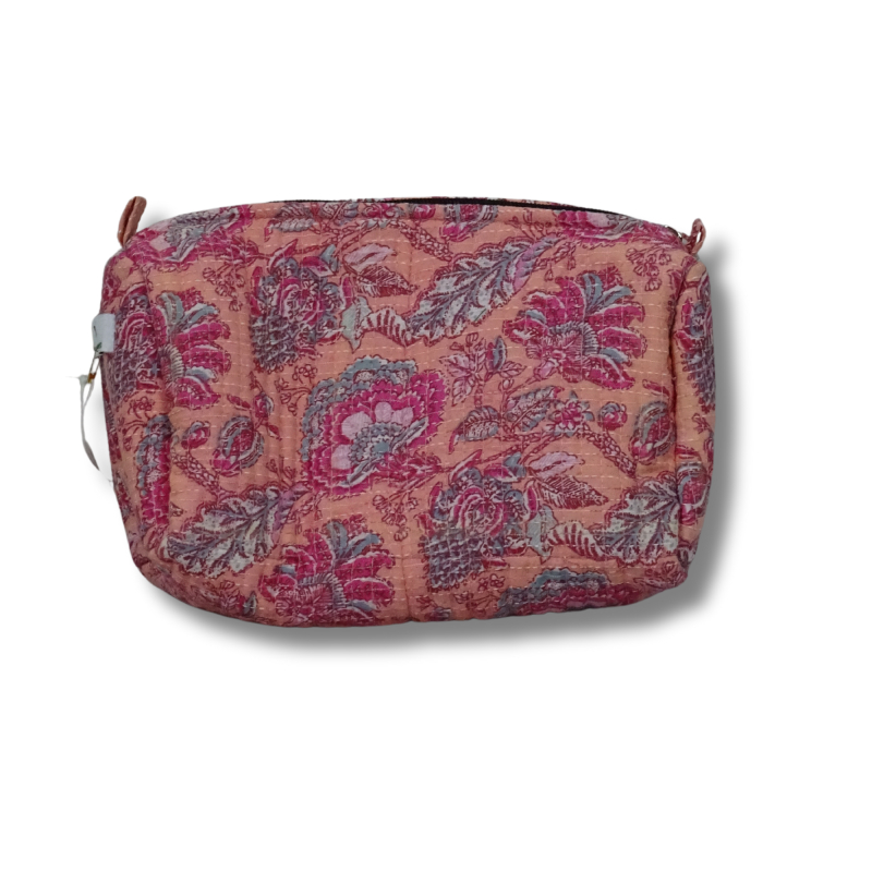 Toilettaske Sæt Blockprint Pink